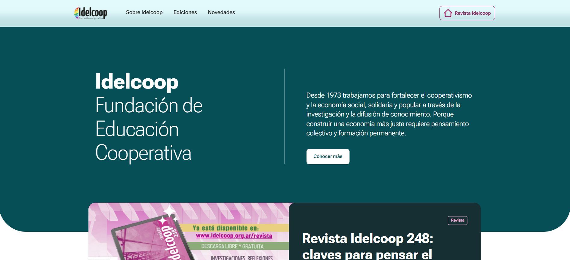 Pantalla del nuevo sitio de Idelcoop 2