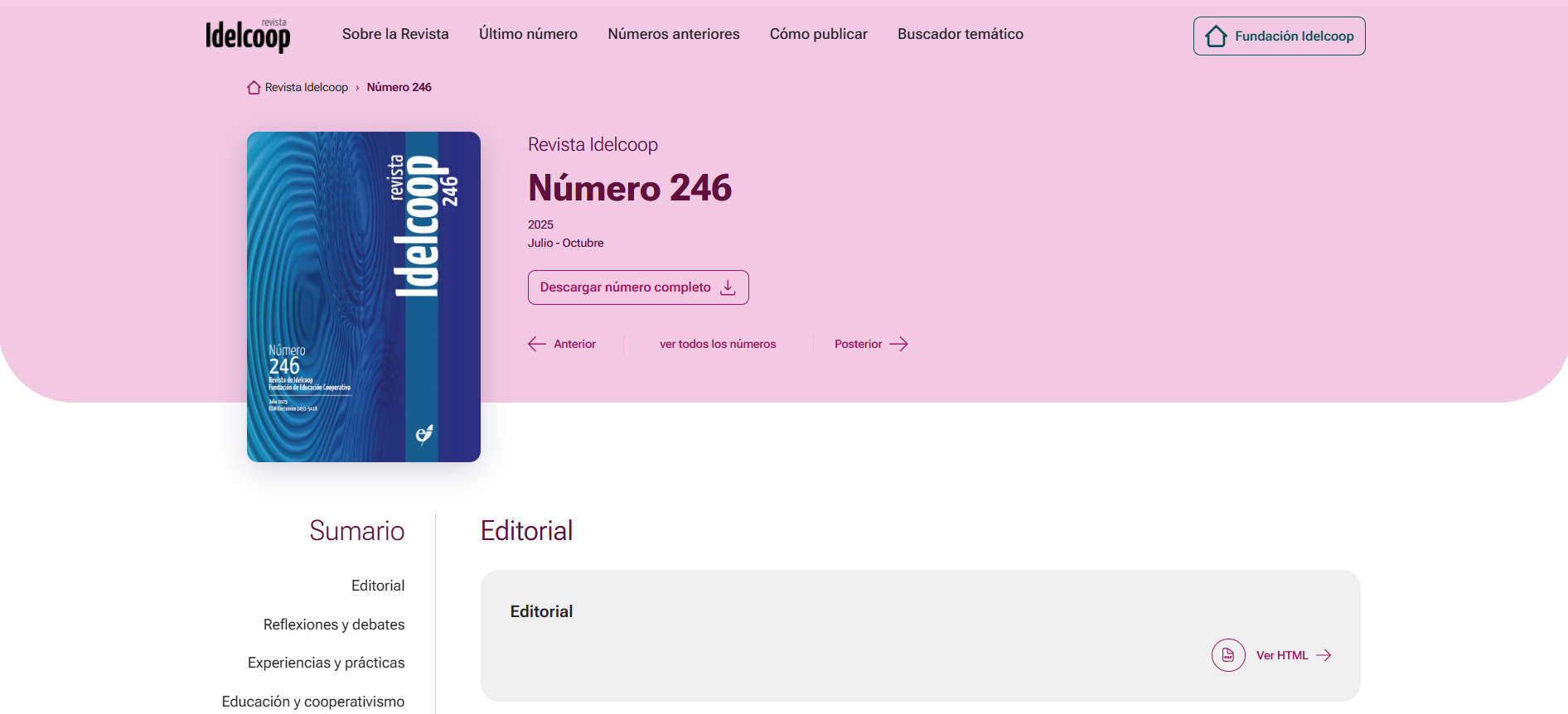 Pantalla del nuevo sitio de Idelcoop 4