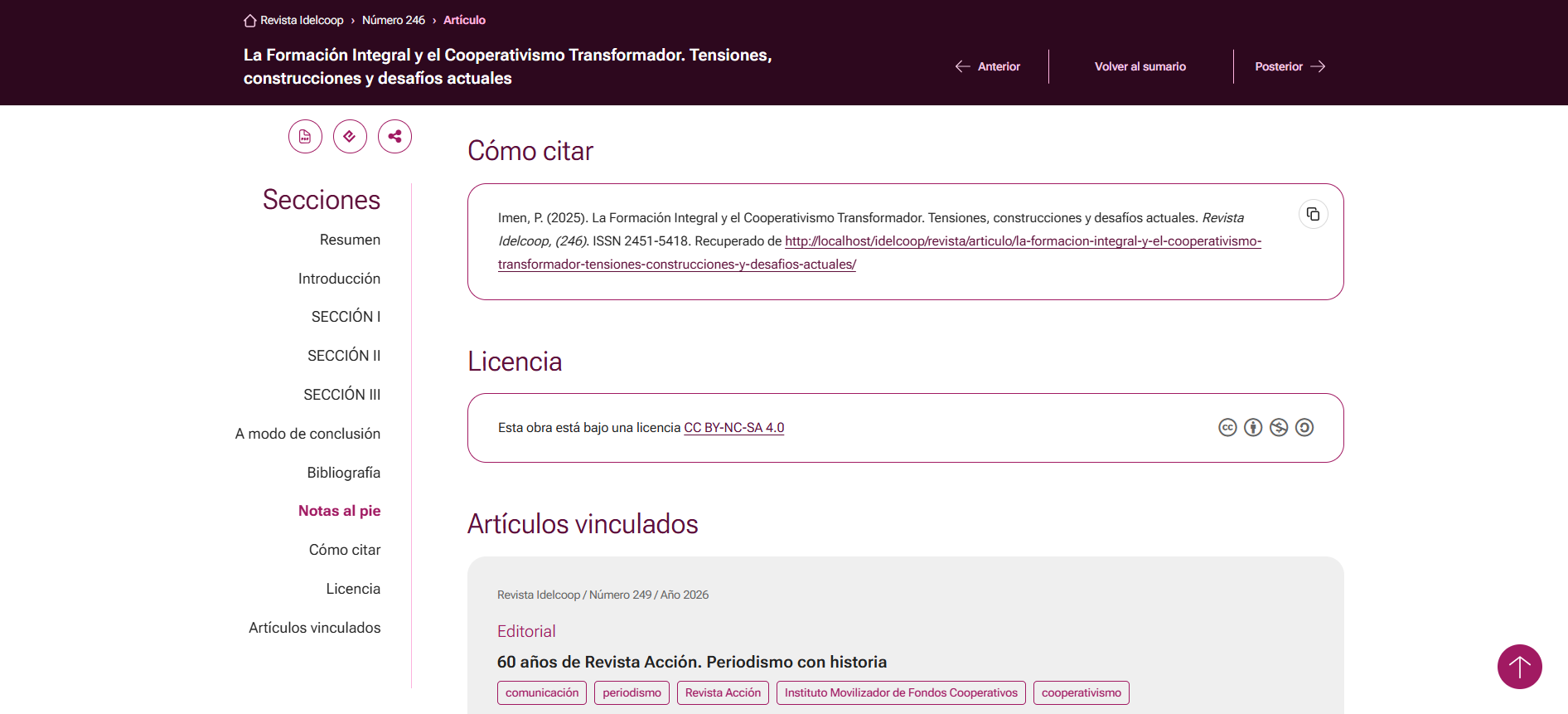 Pantalla del nuevo sitio de Idelcoop 5